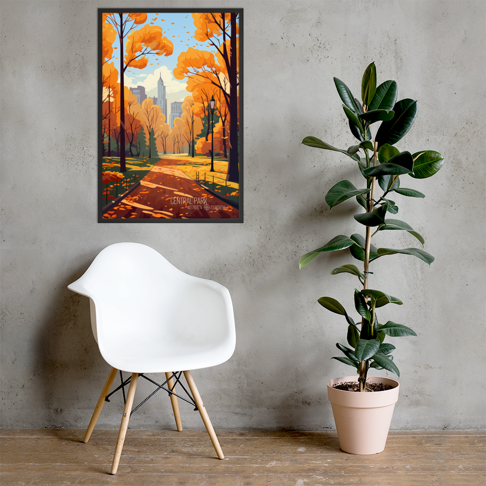 New York - Central Park Autumn (Framed poster)