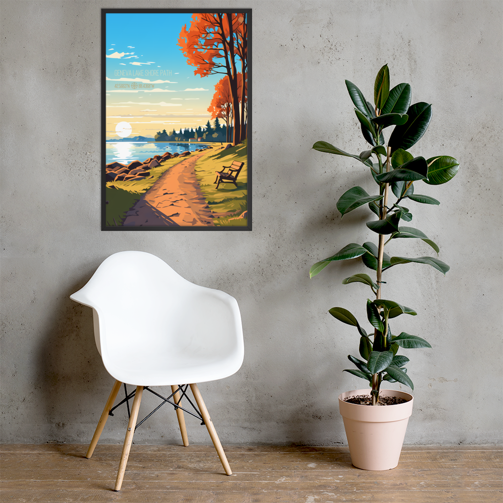 Wisconsin - Geneva Lake Shore Path (Framed poster)