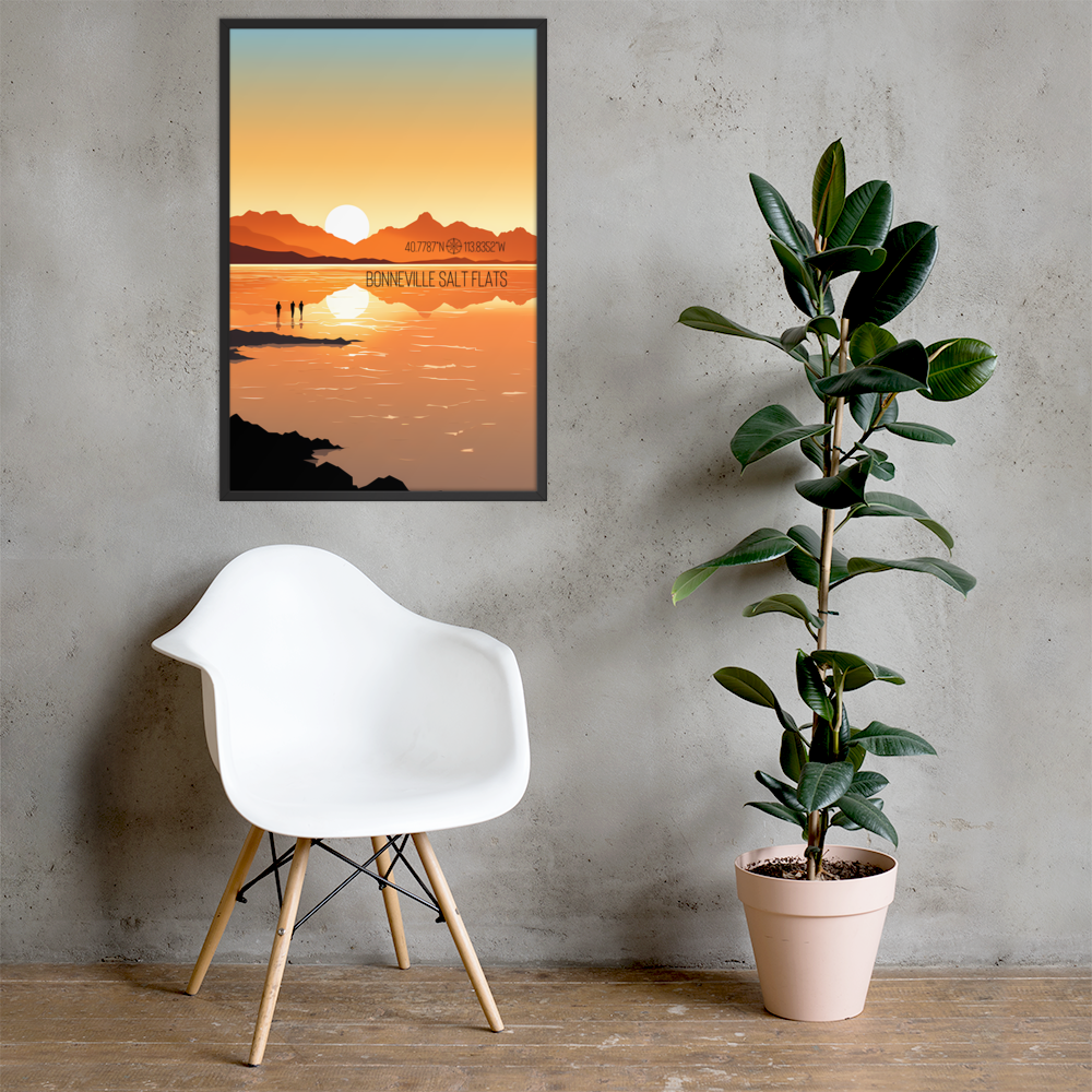 Utah - Bonneville Salt Flats (Framed poster)