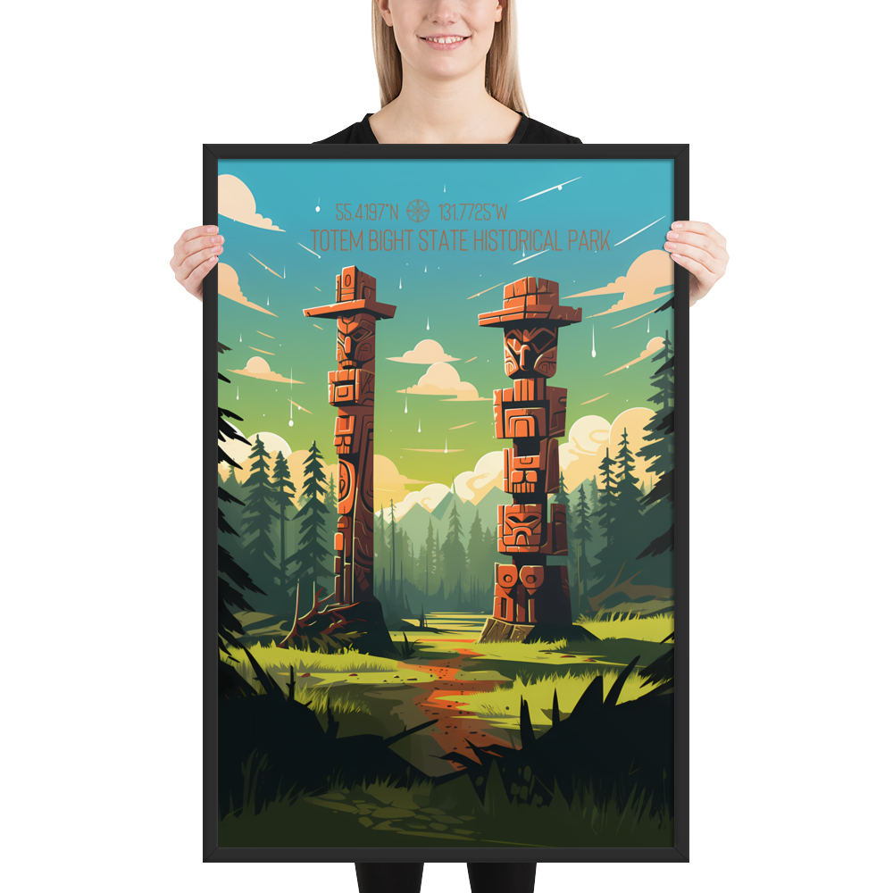 Alaska - Totem Bight State Historical Park (Framed Poster)