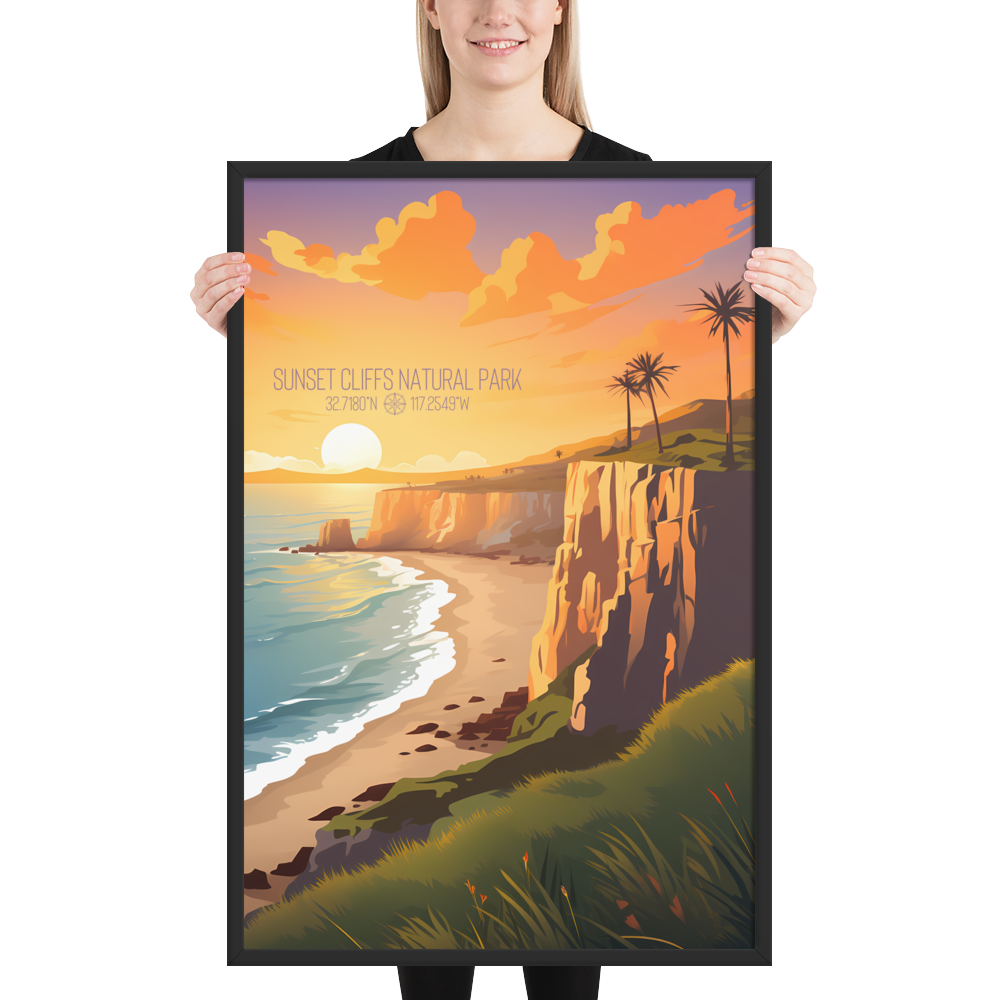 California - Sunset Cliffs Natural Park (Framed poster)