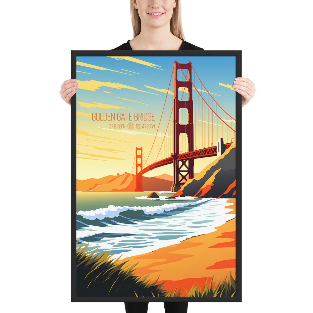 California - Golden Gate Bridge (Framed poster)