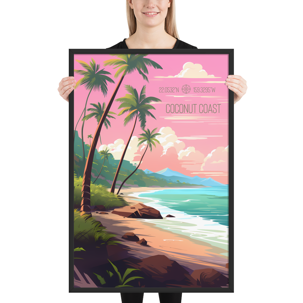 Hawaii - Coconut Coast (Framed poster)