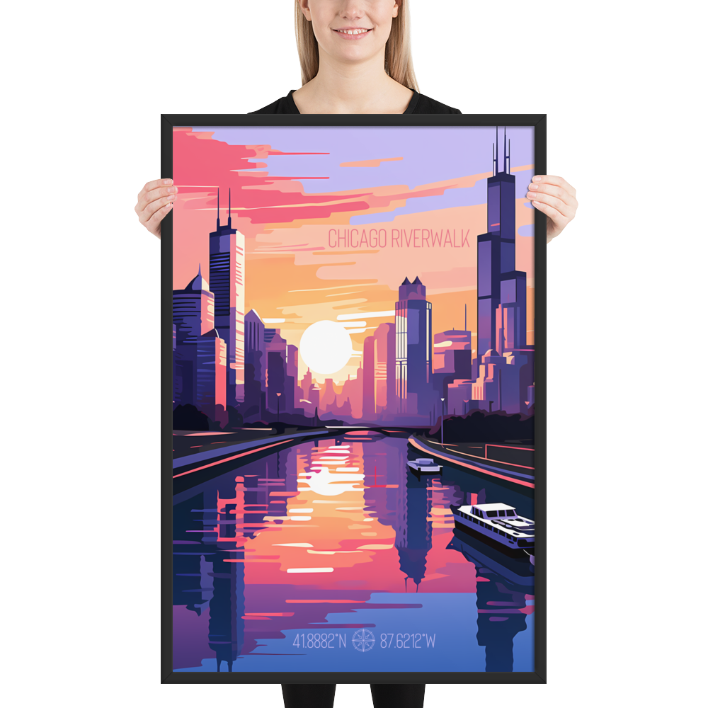 Illinois - Chicago Riverwalk (Framed poster)