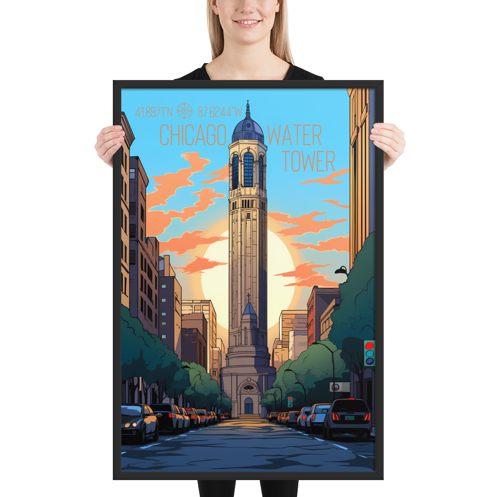 Illinois - Chicago Water Tower (Framed poster)