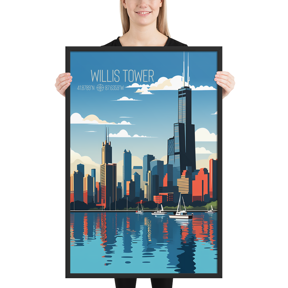 Illinois - Willis Tower (Framed poster)