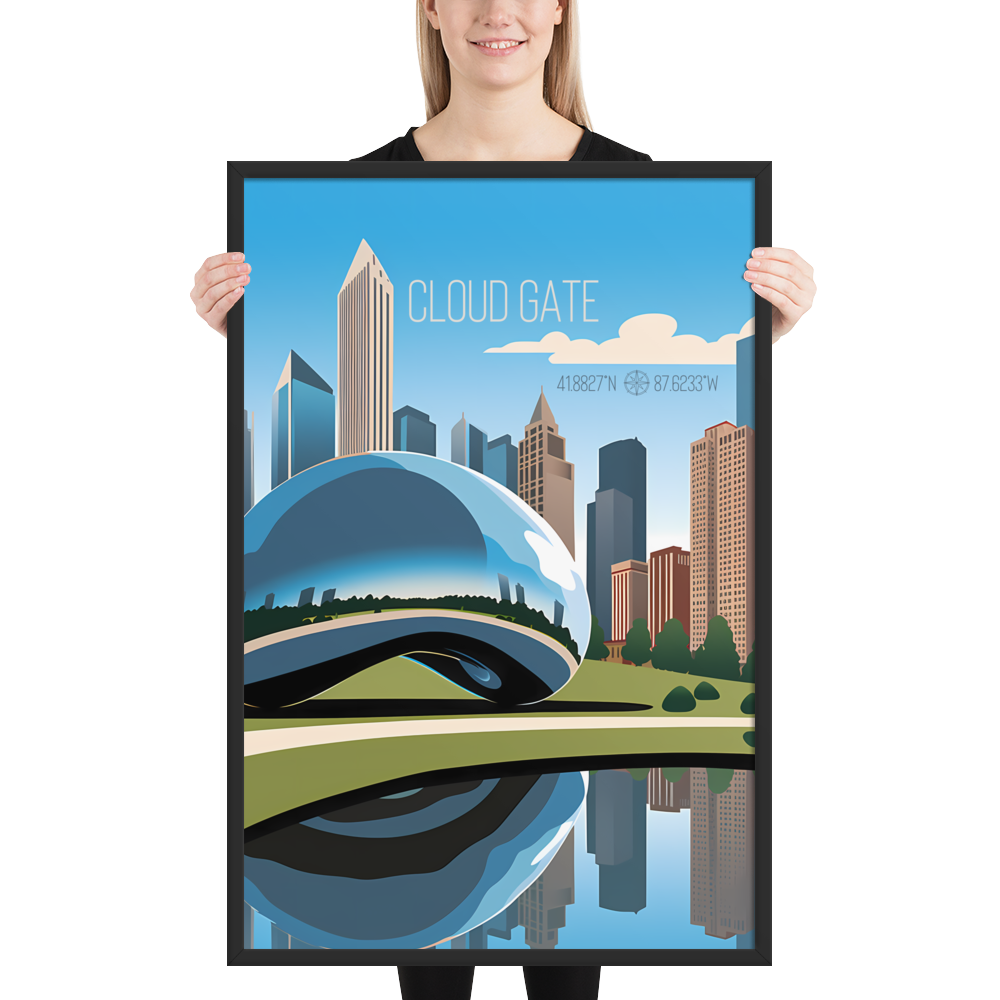 Illinois - Cloud Gate or "The Bean" (Framed poster)