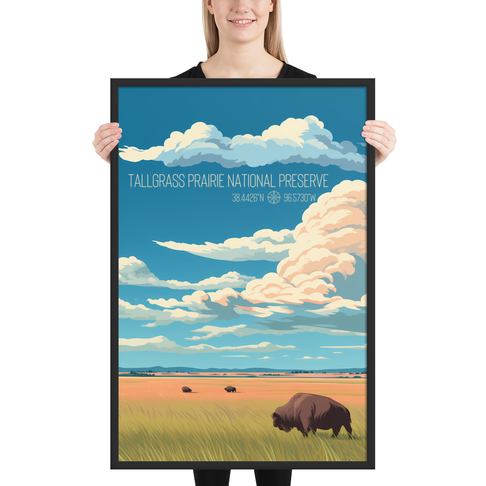 Kansas - Tallgrass Prairie National Preserve (Framed poster)