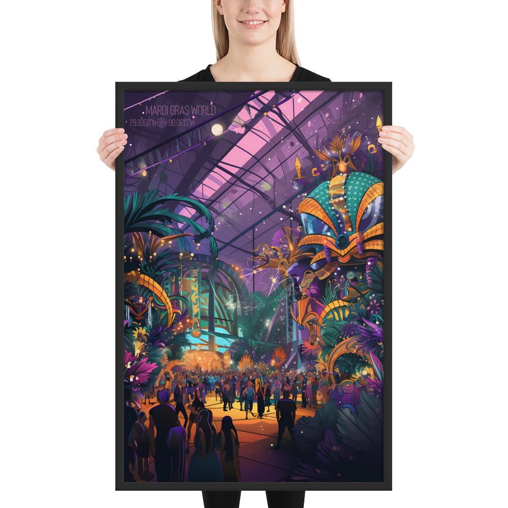 Louisiana - Mardi Gras World (Framed poster)