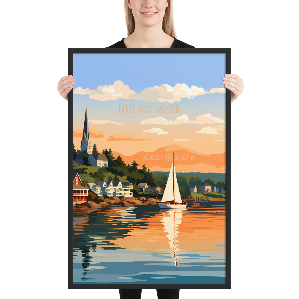 Maine - Boothbay Harbor (Framed poster)