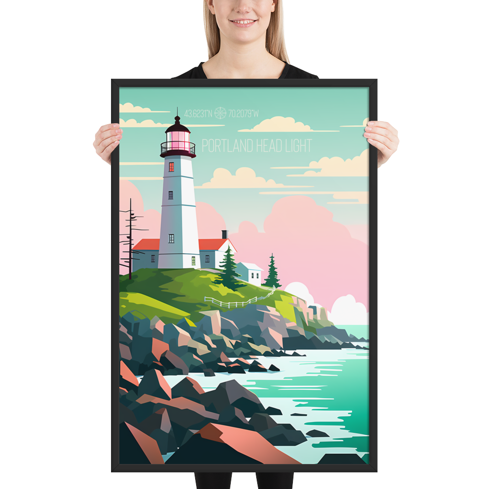 Maine - Portland Head Light (Framed poster)