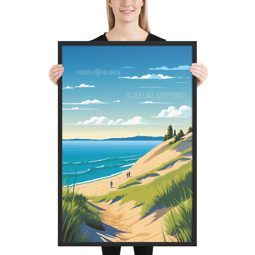 Michigan - Silver Lake Sand Dunes (Framed poster)