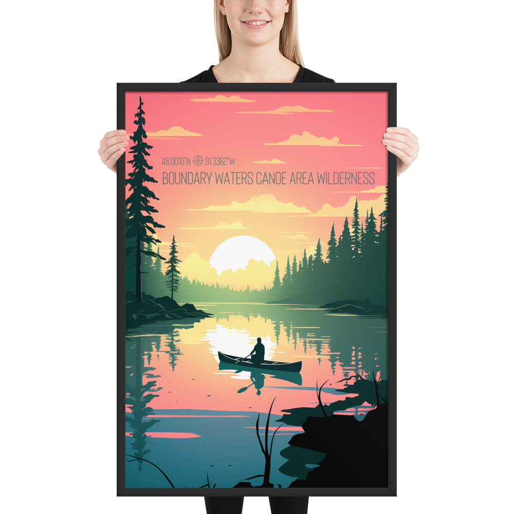 Minnesota - Boundary Waters Canoe Area Wilderness (Framed poster)