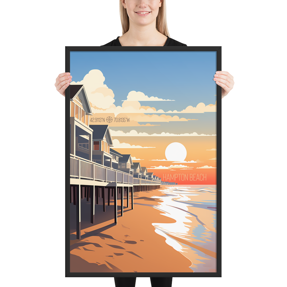 New Hampshire - Hampton Beach (Framed poster)