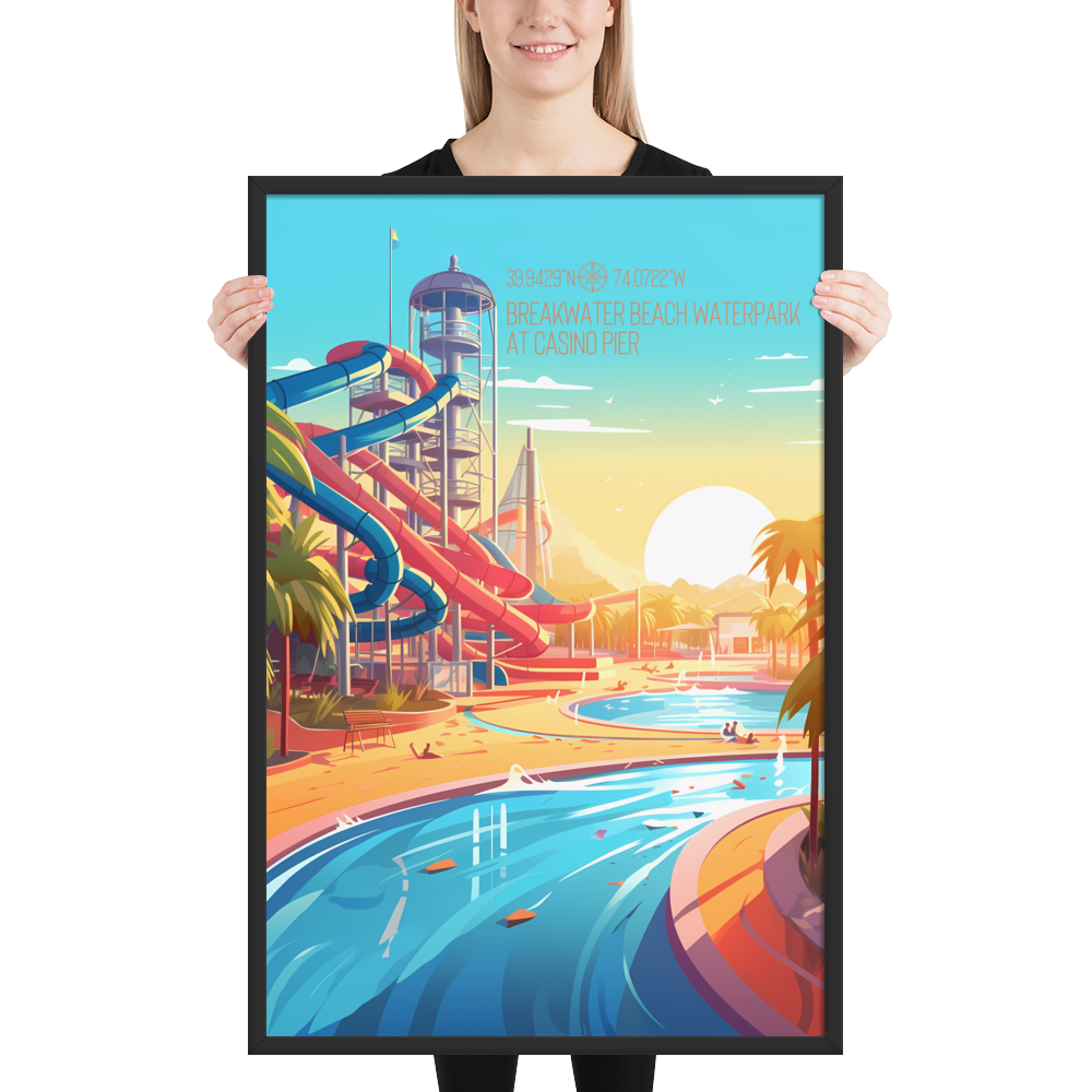 New Jersey - Breakwater Beach Water Park (Framed poster)