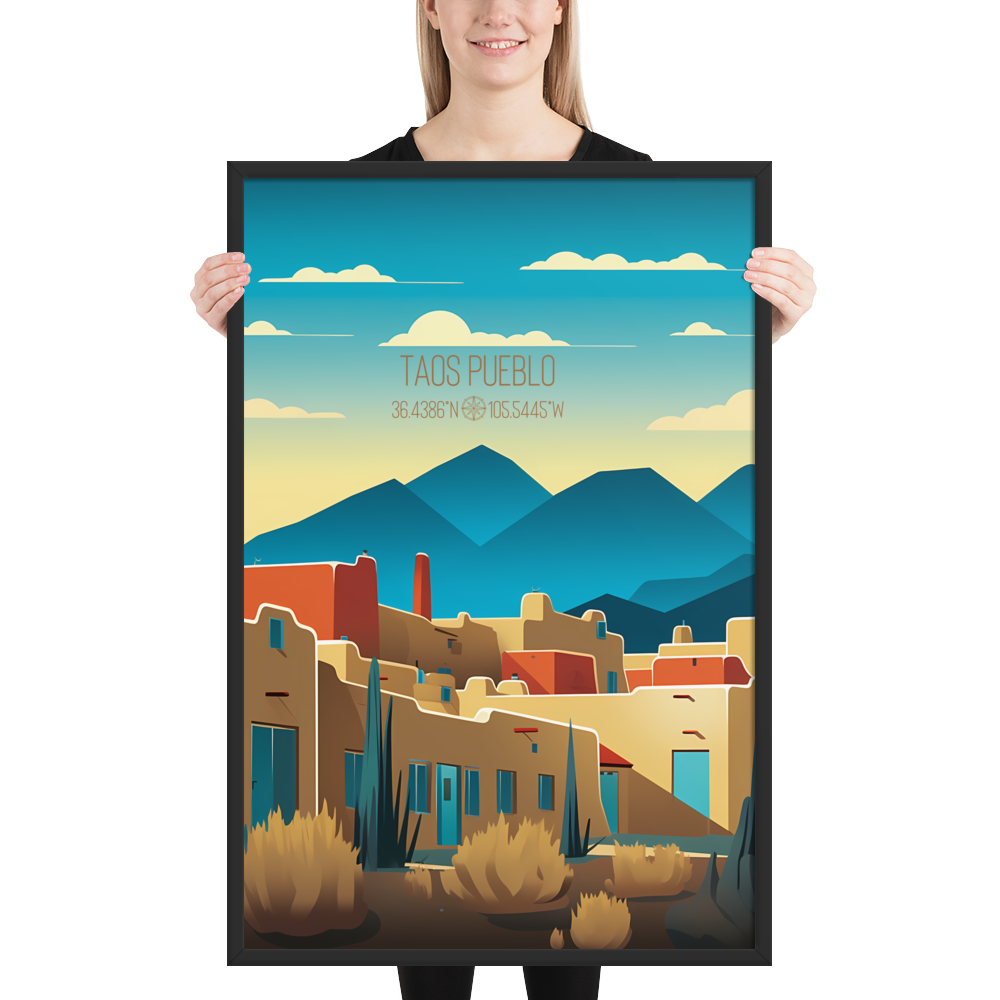 New Mexico - Taos Pueblo (Framed poster)