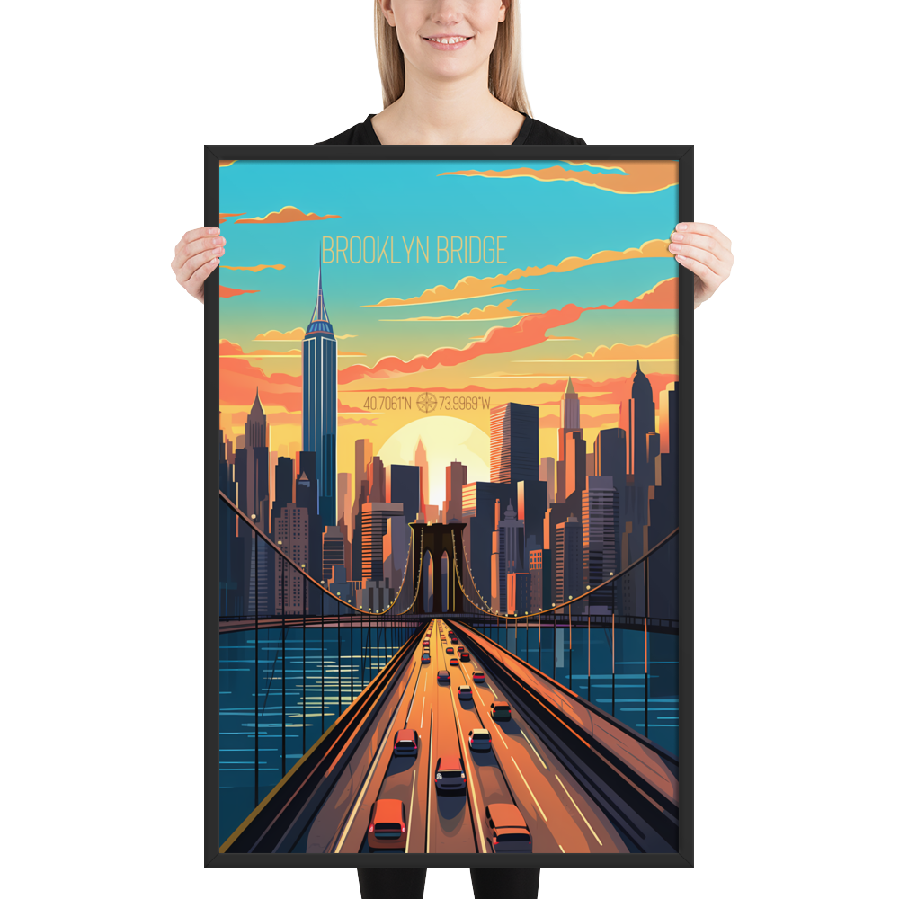 New York - Brooklyn Bridge (Framed poster)