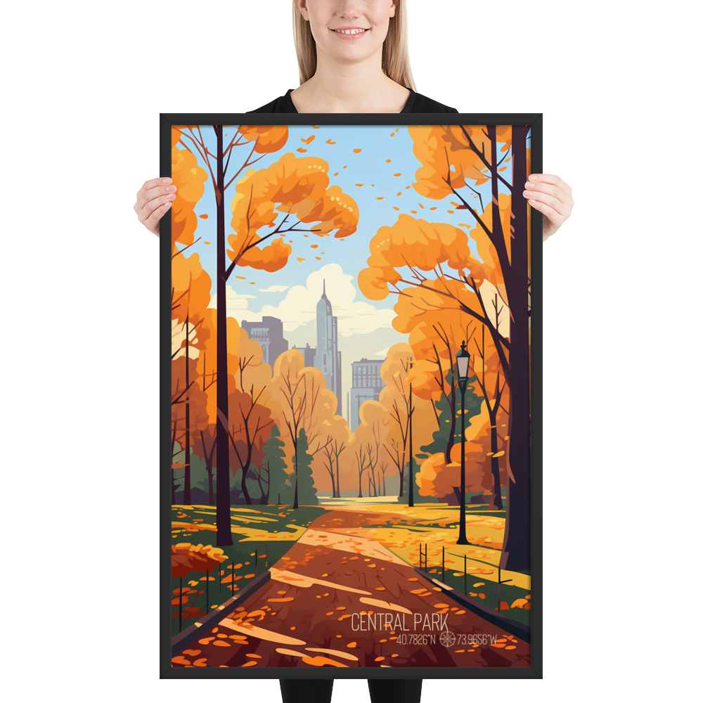 New York - Central Park Autumn (Framed poster)