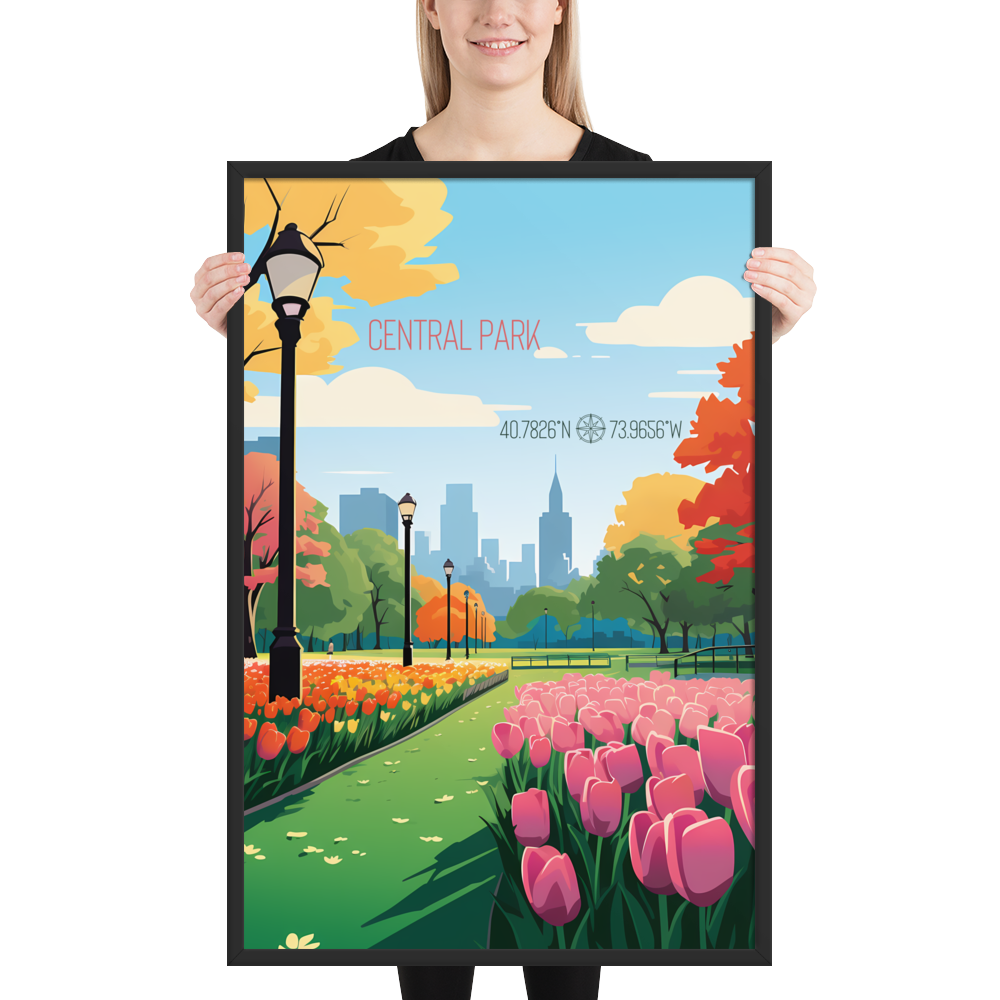 New York - Central Park Spring (Framed poster)