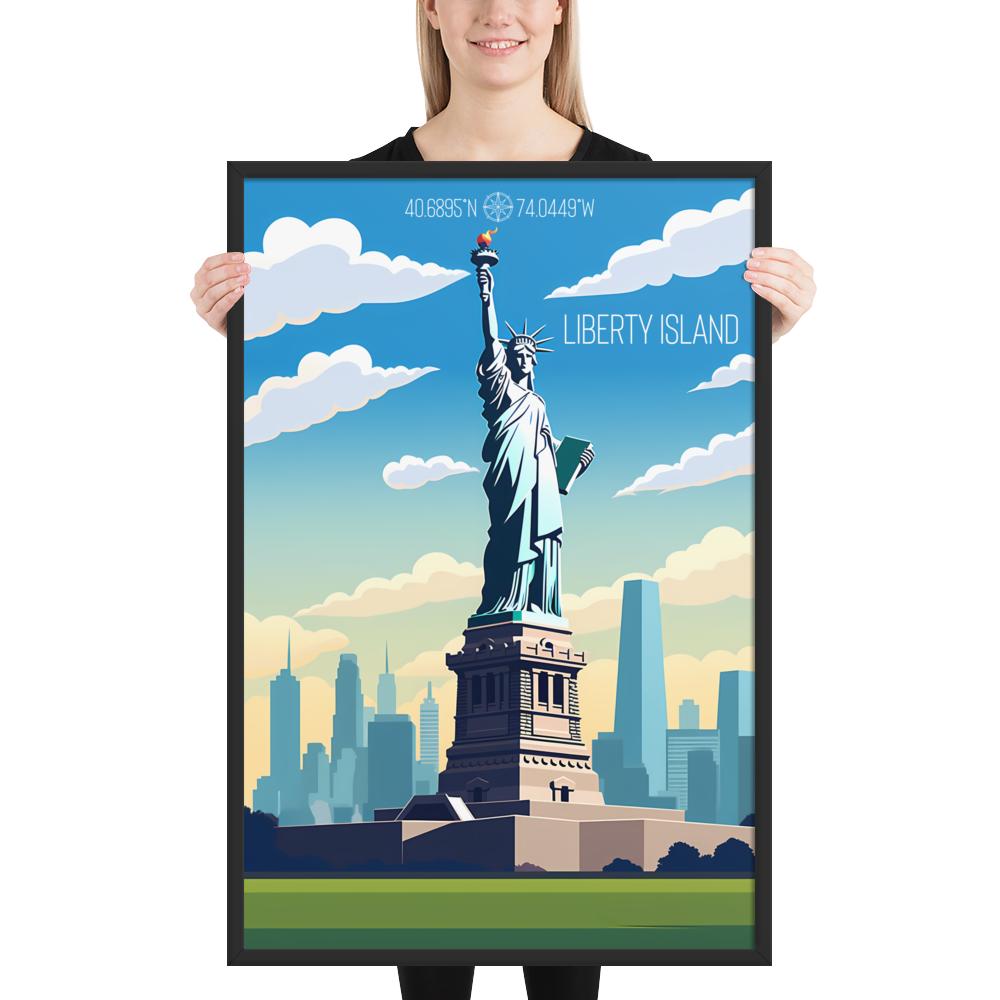 New York - Liberty Island (Framed poster)