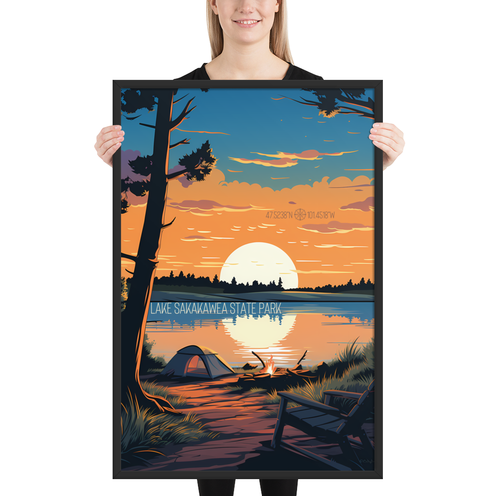 North Dakota - Lake Sakakawea State Park (Framed poster)