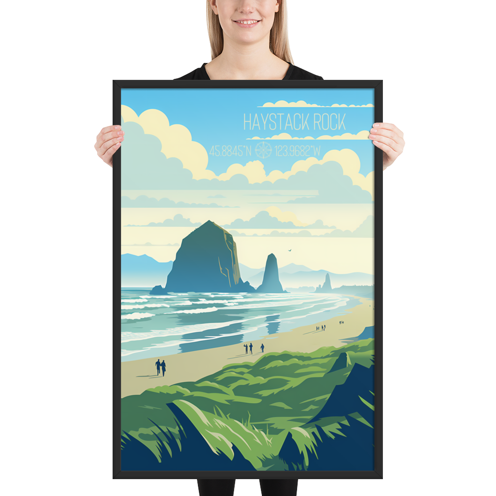 Oregon - Haystack Rock (Framed poster)