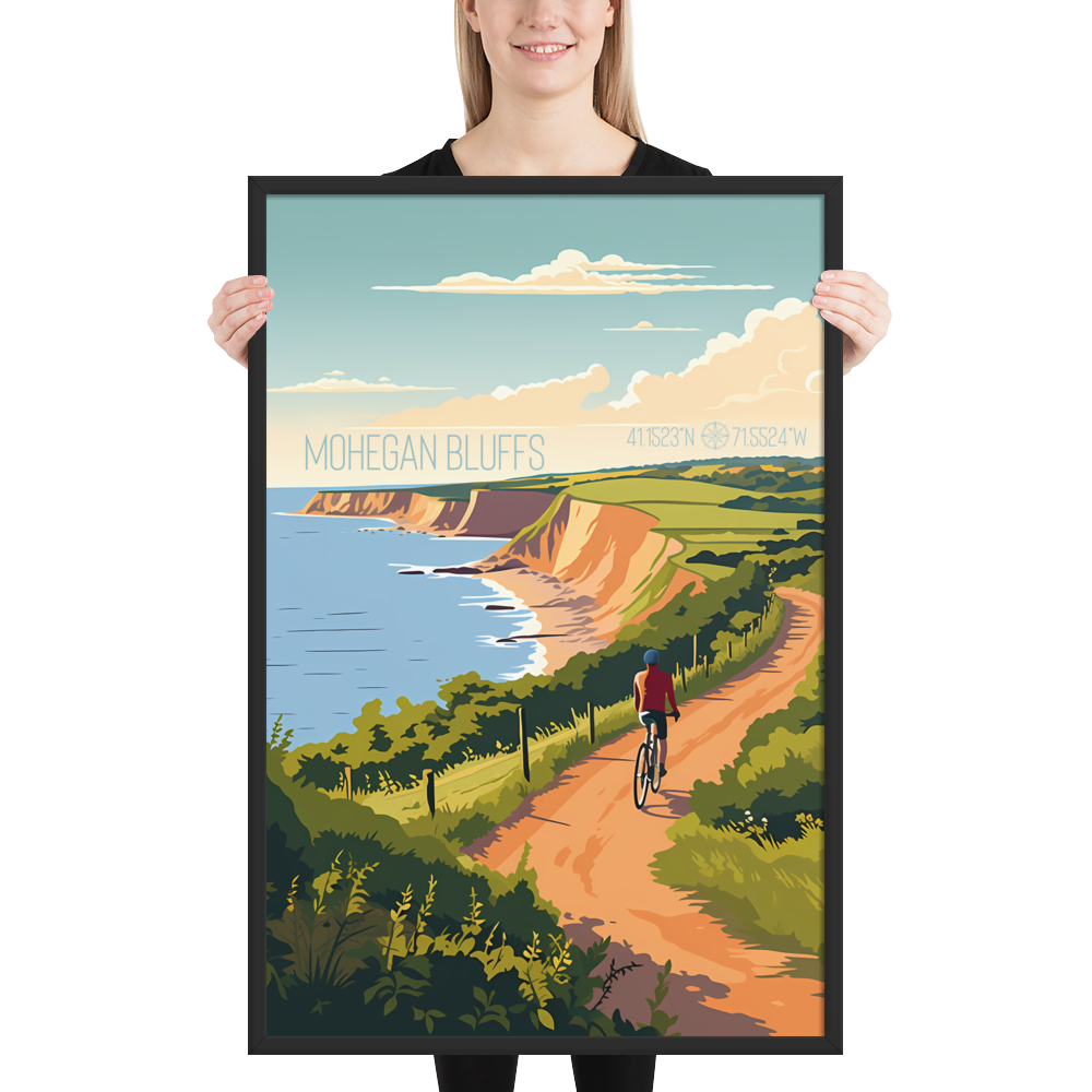 Rhode Island - Mohegan Bluffs (Framed poster)