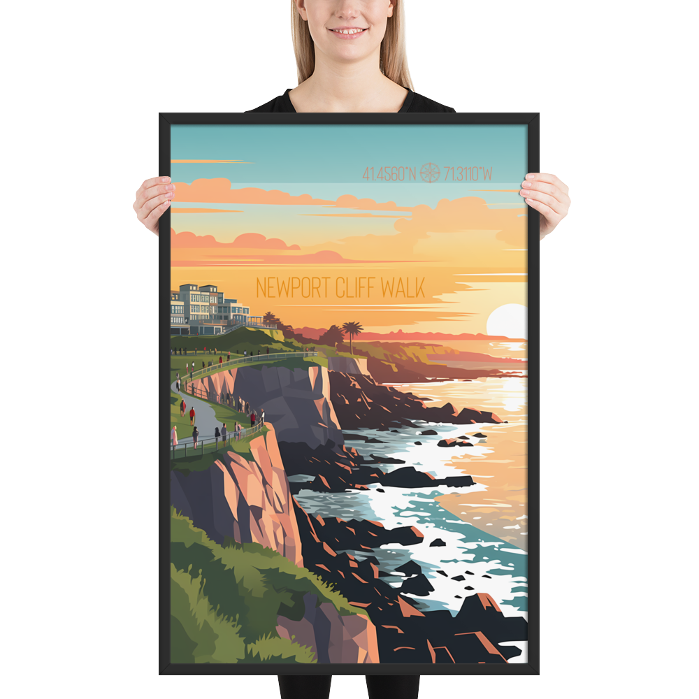 Rhode Island - Newport Cliff Walk (Framed poster)