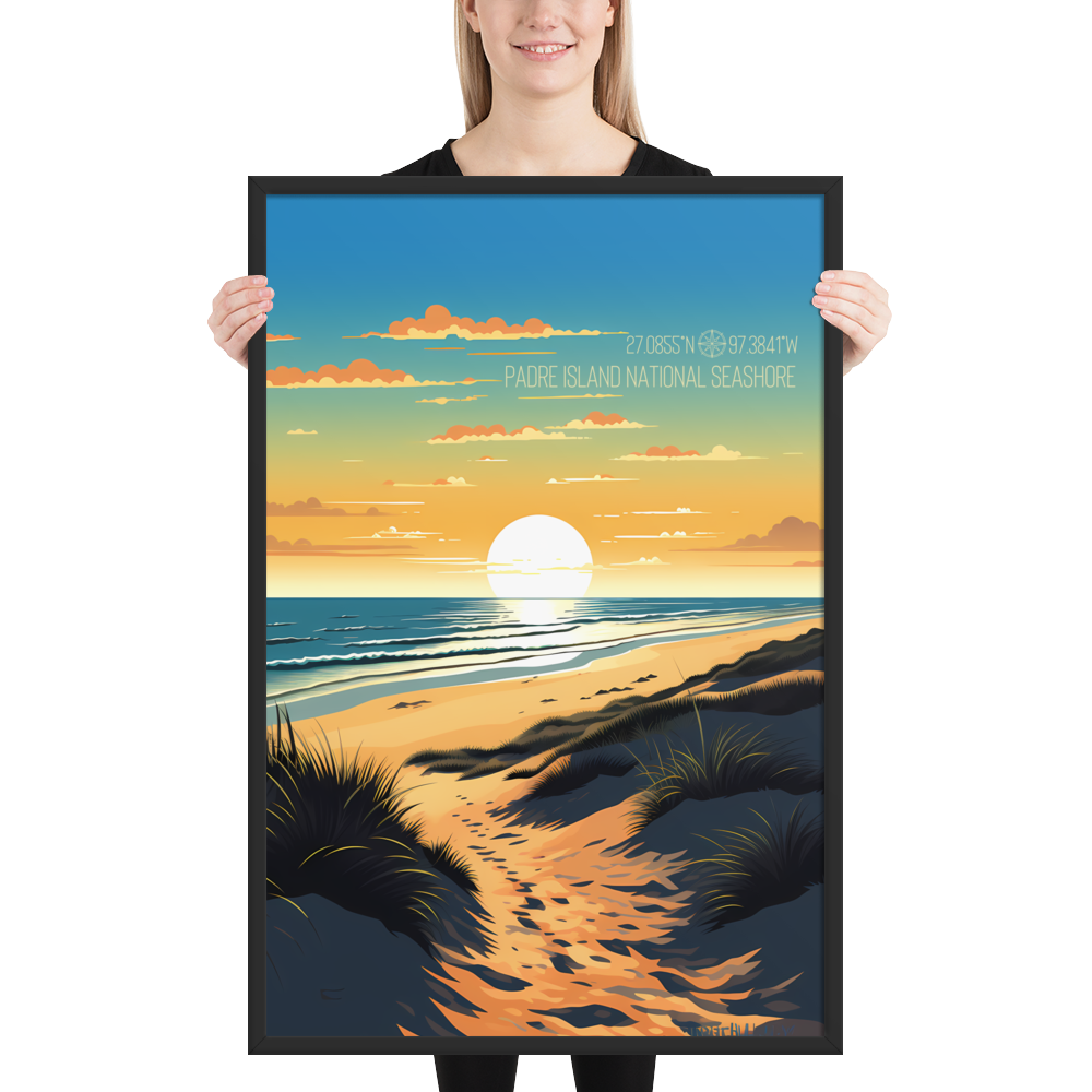 Texas - Padre Island National Seashore (Framed poster)