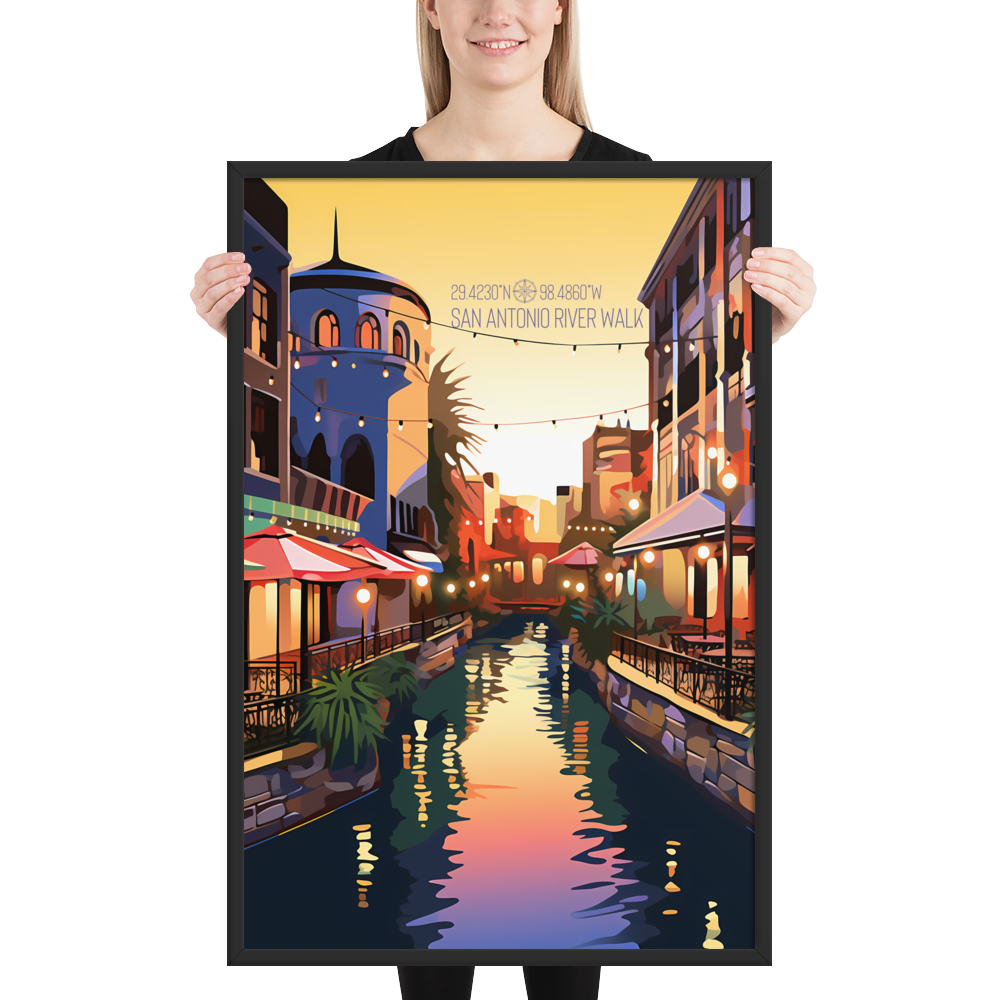 Texas -  San Antonio River Walk (Framed poster)