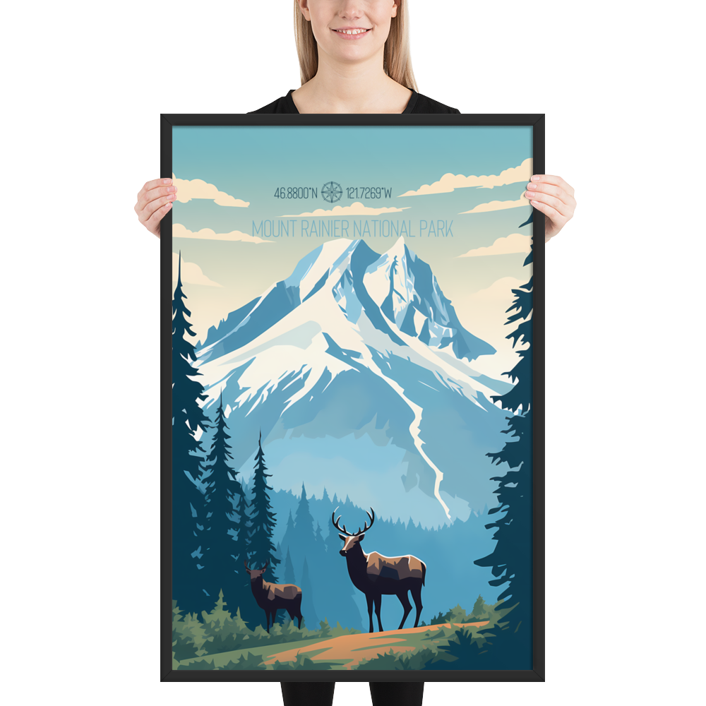 Washington - Mount Rainier National Park (Framed poster)