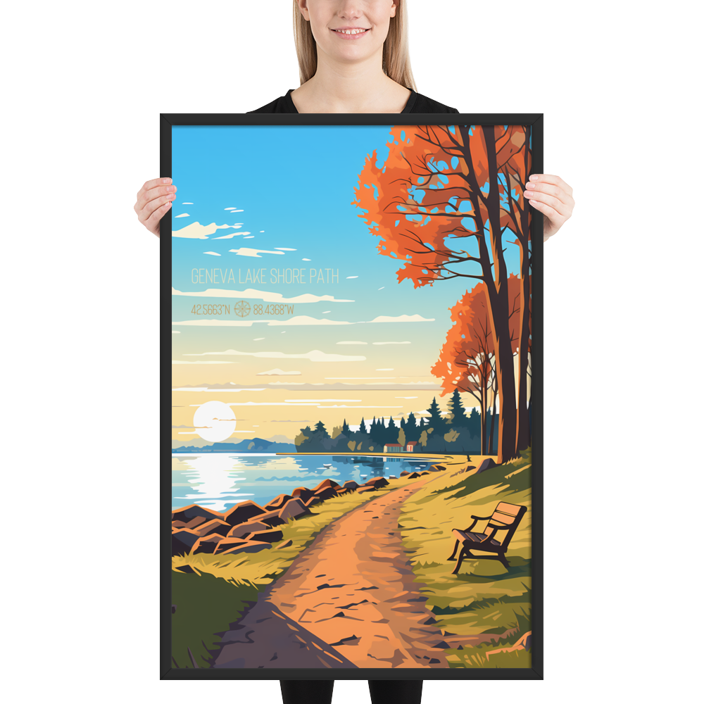 Wisconsin - Geneva Lake Shore Path (Framed poster)