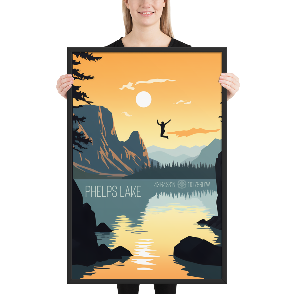 Wyoming - Phelps Lake (Framed poster)