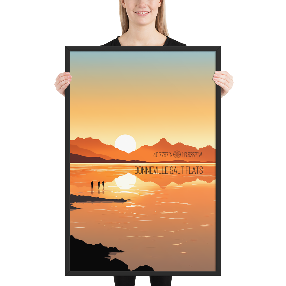 Utah - Bonneville Salt Flats (Framed poster)