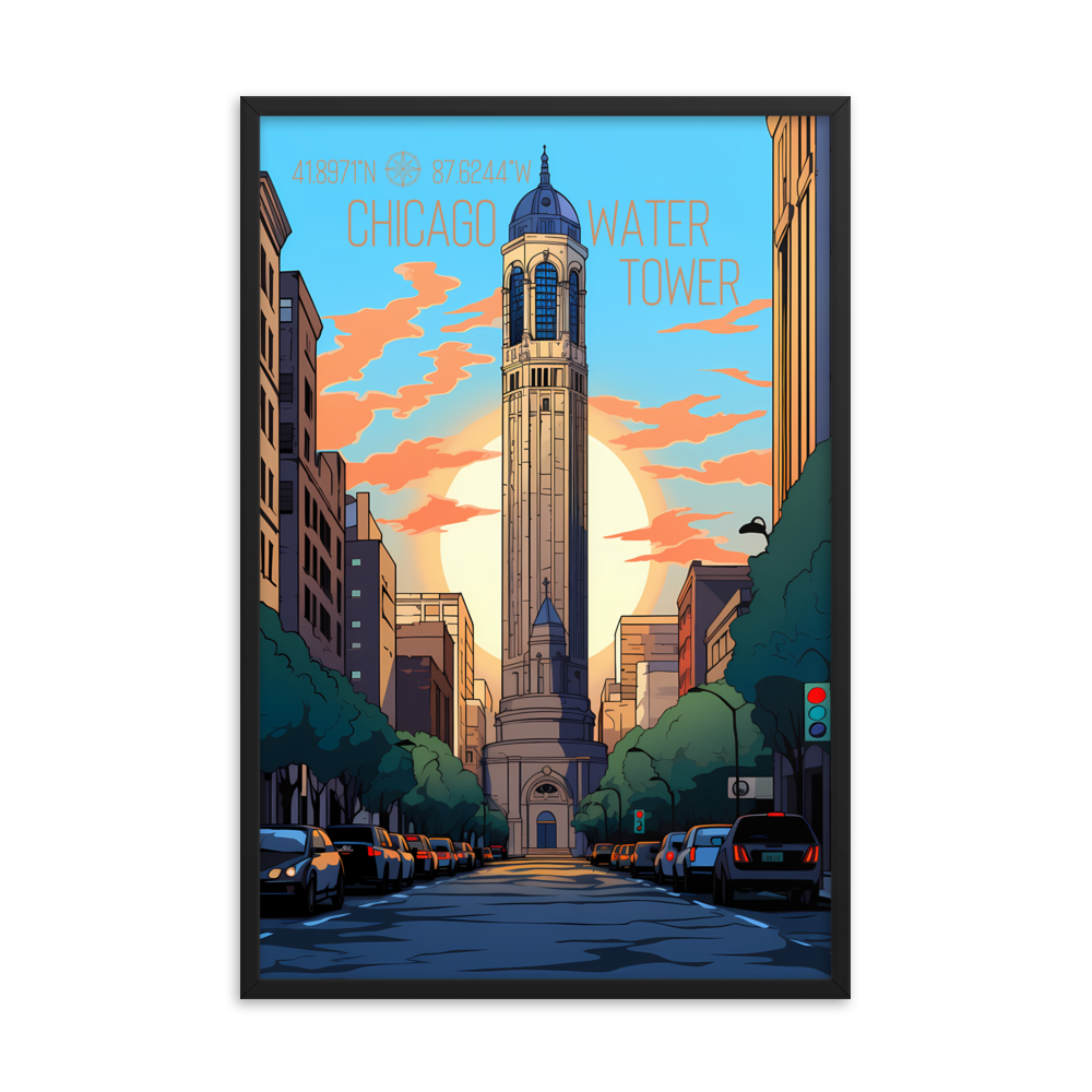 Illinois - Chicago Water Tower (Framed poster)