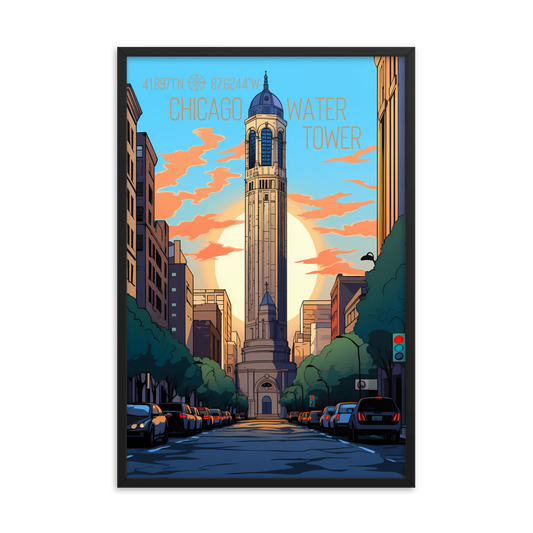 Illinois - Chicago Water Tower (Framed poster)