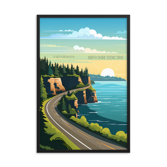 Minnesota - North Shore Scenic Drive (Framed poster)