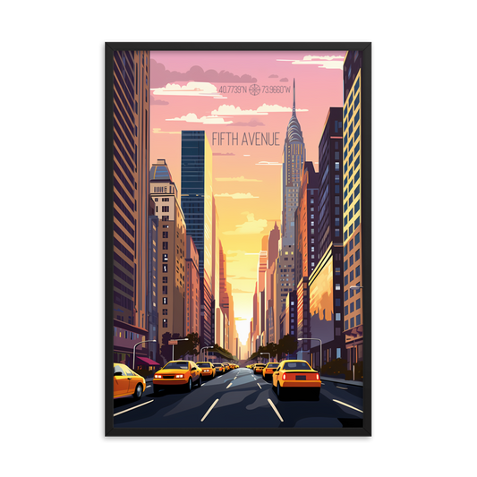 New York - Fifth Avenue (Framed poster)