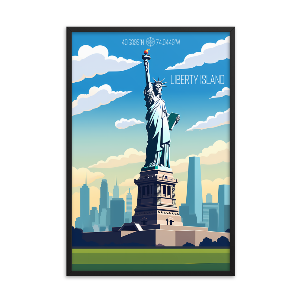 New York - Liberty Island (Framed poster)