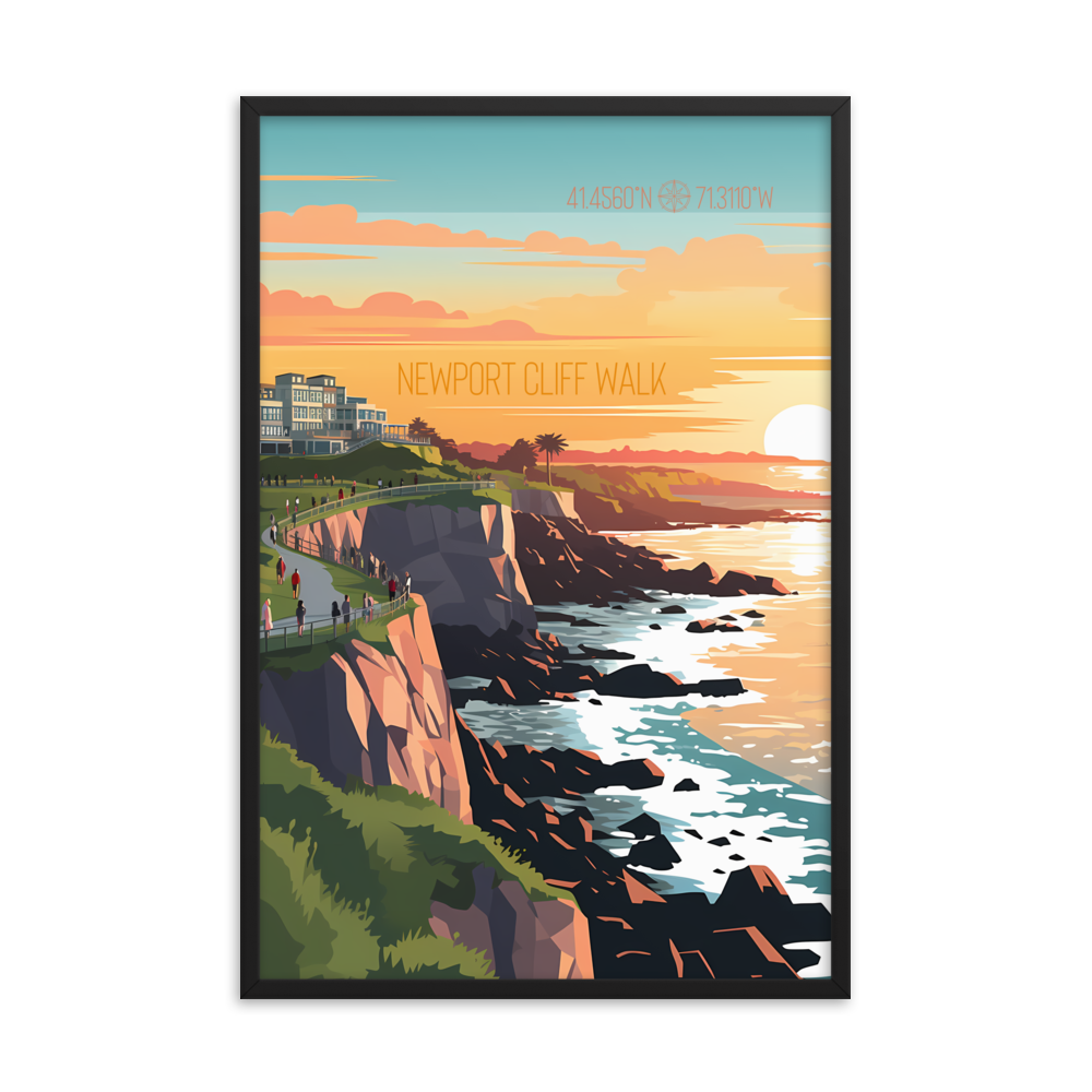 Rhode Island - Newport Cliff Walk (Framed poster)