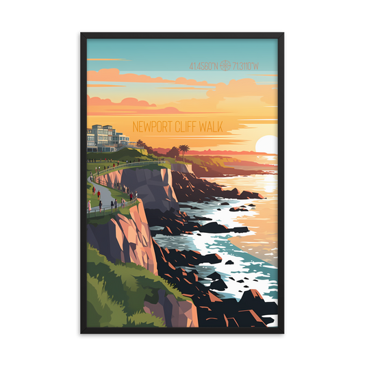 Rhode Island - Newport Cliff Walk (Framed poster)