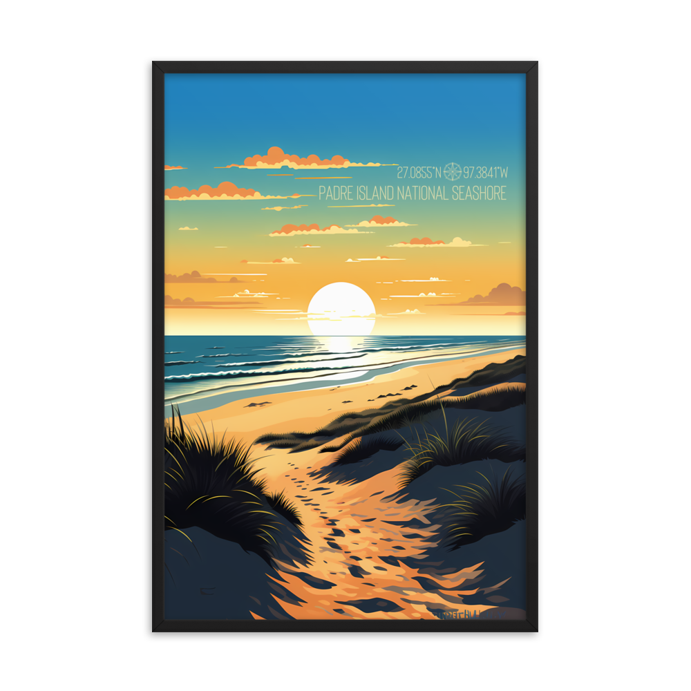 Texas - Padre Island National Seashore (Framed poster)