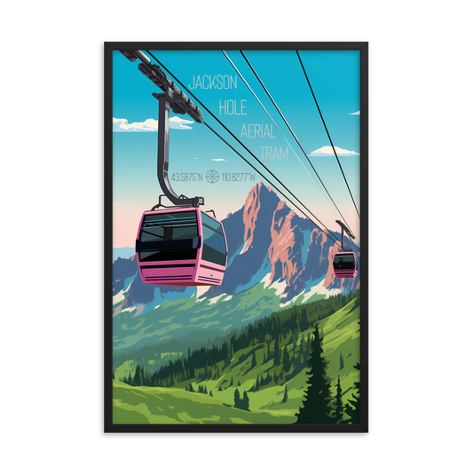 Wyoming - Jackson Hole Aerial Tram (Framed poster)