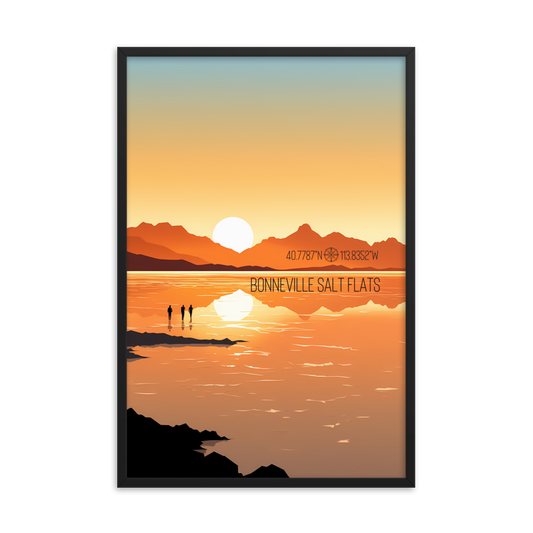 Utah - Bonneville Salt Flats (Framed poster)