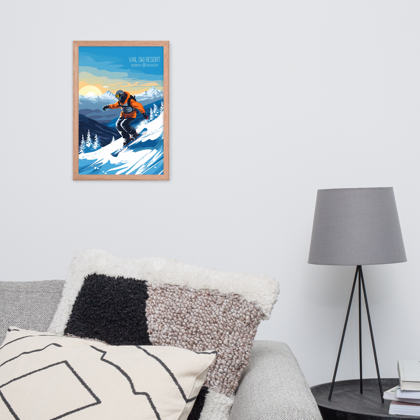 Colorado - Vail Ski Resort - Man Snowboard (Framed poster)