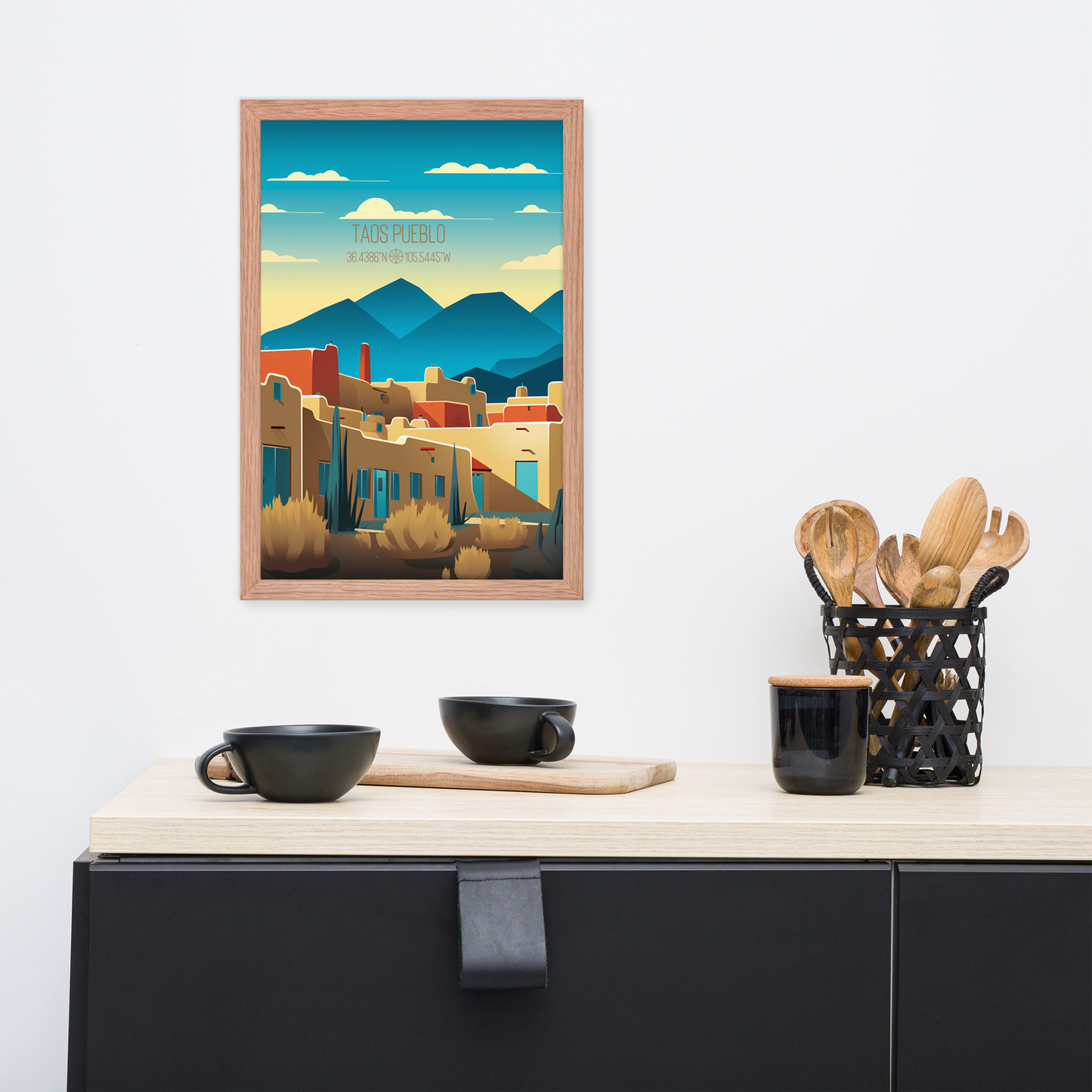 New Mexico - Taos Pueblo (Framed poster)