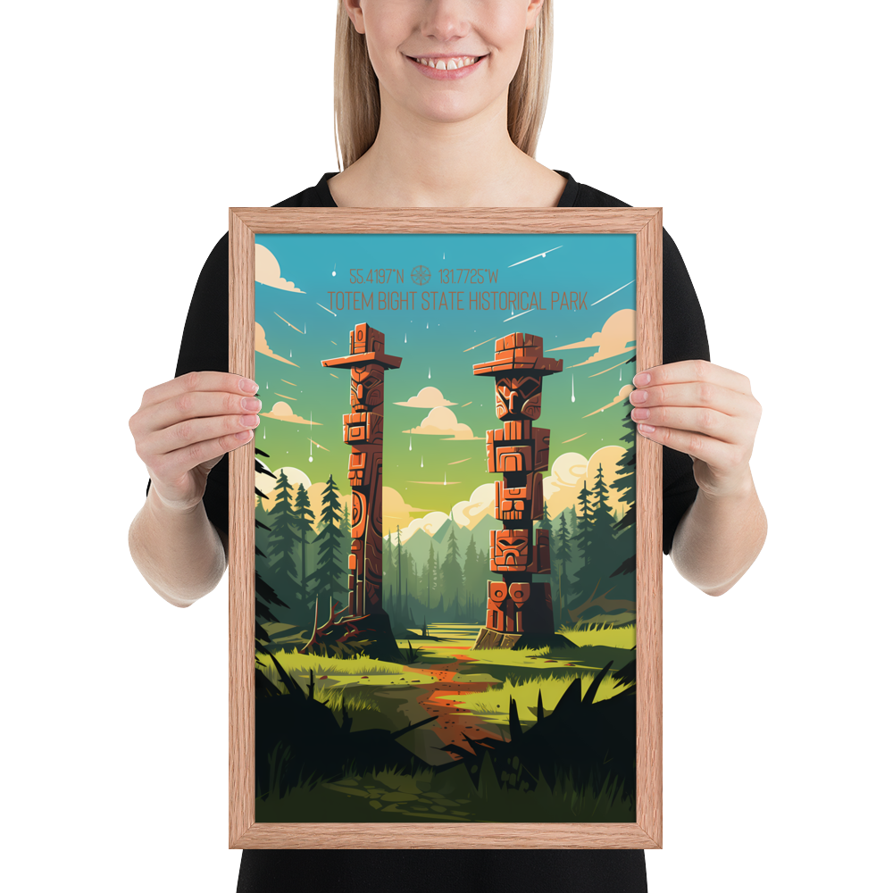 Alaska - Totem Bight State Historical Park (Framed Poster)