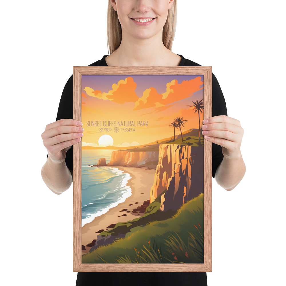 California - Sunset Cliffs Natural Park (Framed poster)