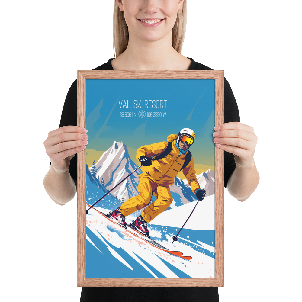 Colorado - Vail Ski Resort - Man Ski (Framed poster)