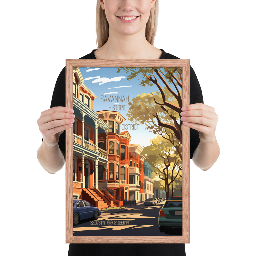 Georgia - Savannah Historic District (Framed poster)